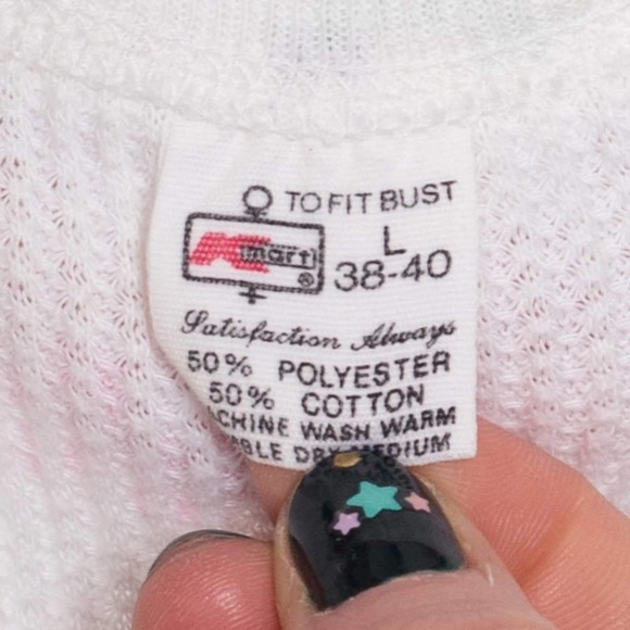 70s Snowflake Waffle Knit Shirt - Medium | Vintage Thermal Top - Picture 6 of 7